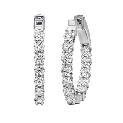 Lab-Grown Diamond Round Hoop Earrings in 14K White Gold or 14K Yellow Gold