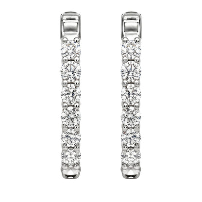Lab-Grown Diamond Round Hoop Earrings in 14K White Gold or 14K Yellow Gold