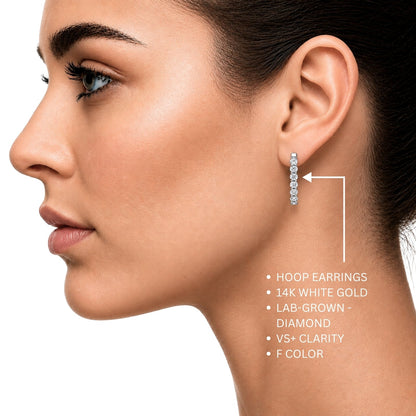 Lab-Grown Diamond Round Hoop Earrings in 14K White Gold or 14K Yellow Gold