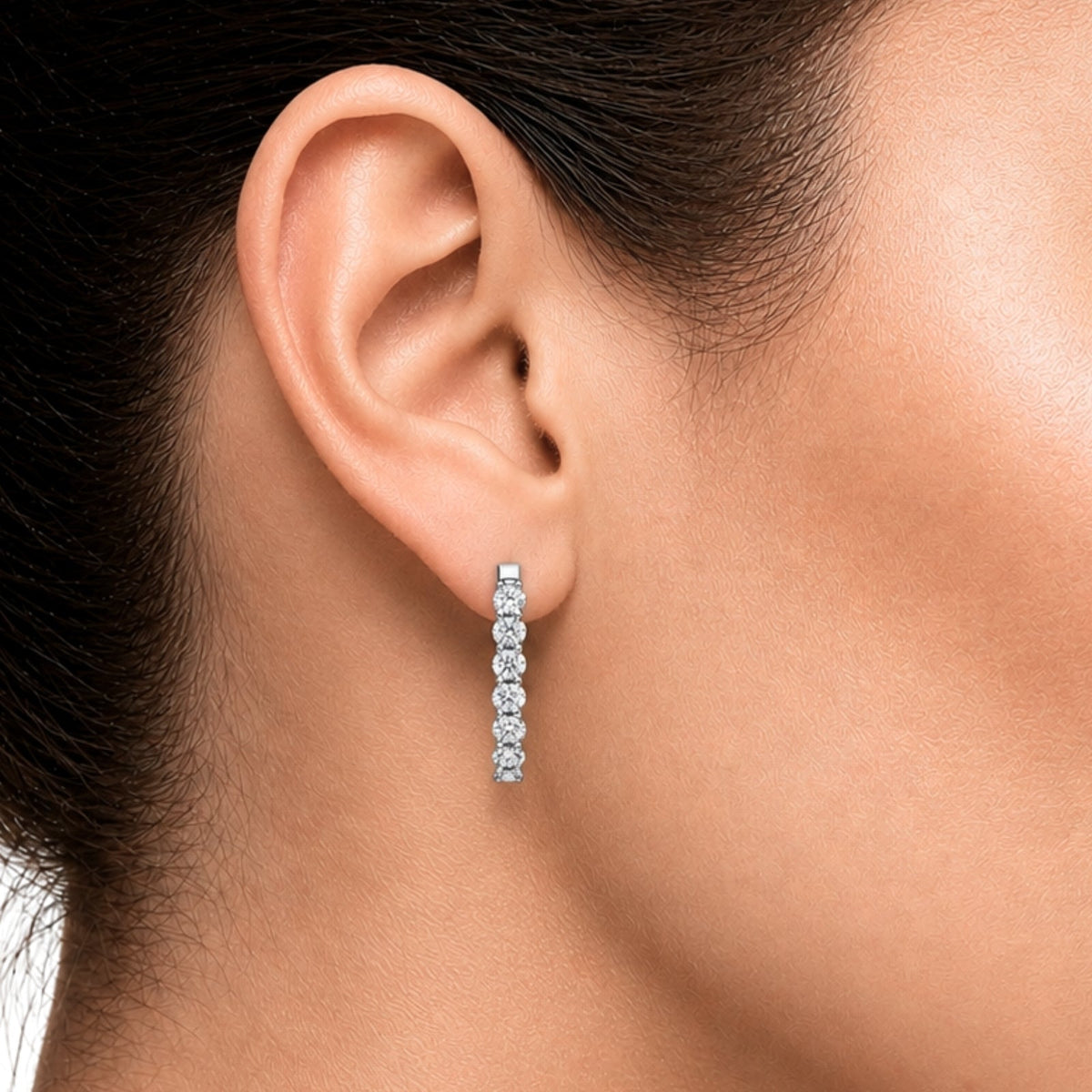 Lab-Grown Diamond Round Hoop Earrings in 14K White Gold or 14K Yellow Gold