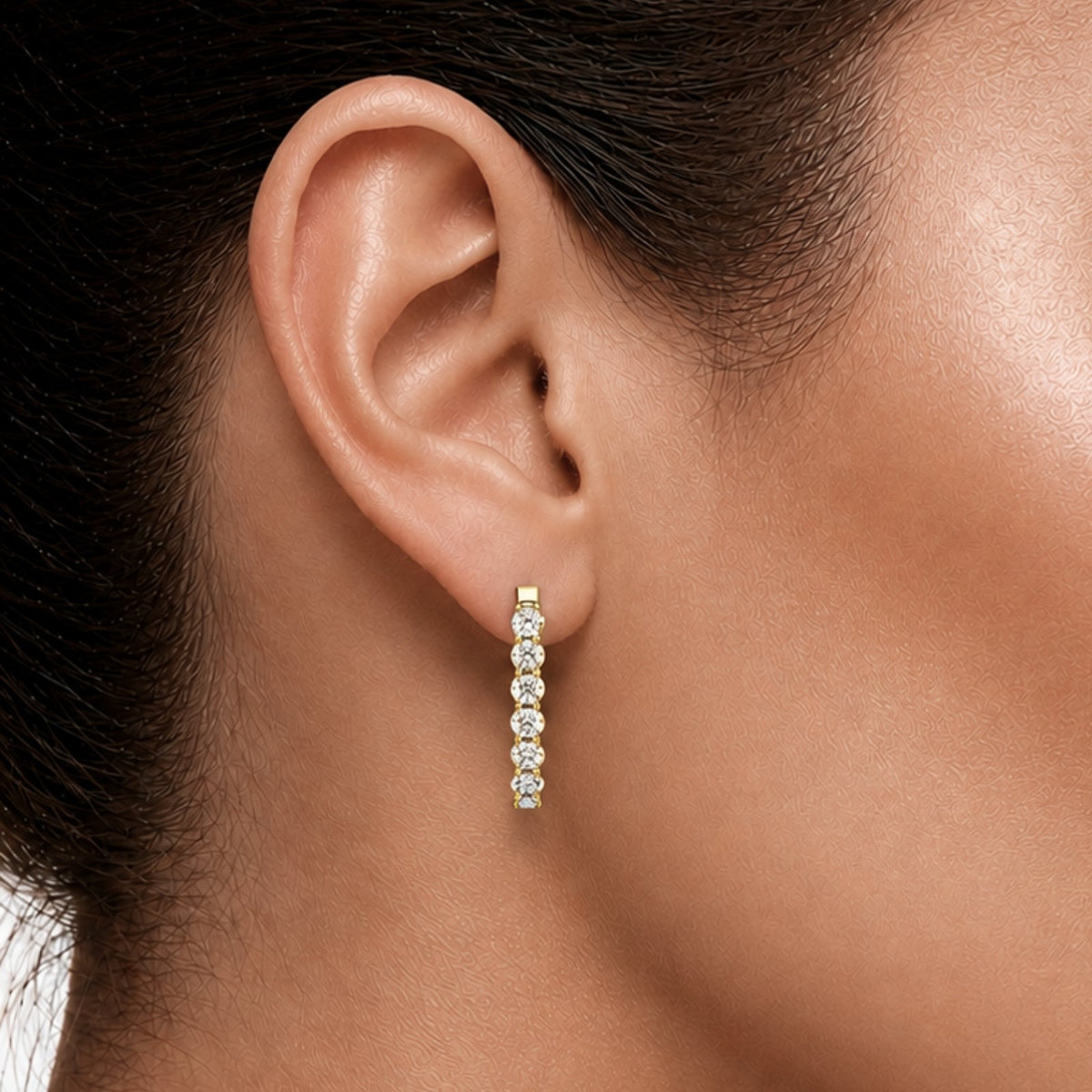 Lab-Grown Diamond Round Hoop Earrings in 14K White Gold or 14K Yellow Gold