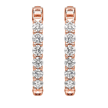 Lab-Grown Diamond Round Hoop Earrings in 14K White Gold or 14K Yellow Gold