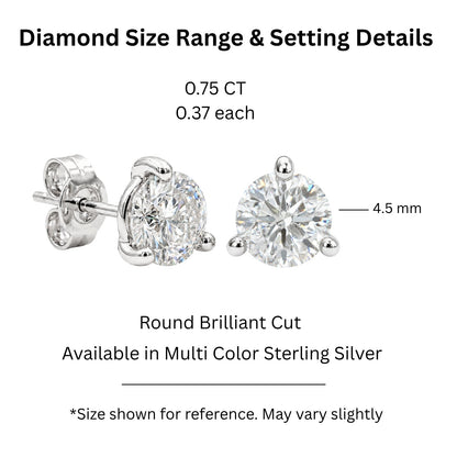 3/4 ct. T.W. Lab-Grown Diamond Round Stud Earrings in Sterling Silver & 14K Gold over Silver