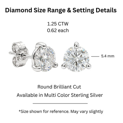 1.25 ct. T.W. Lab-Grown Diamond Round Stud Earrings in Sterling Silver & 14K Gold over Silver
