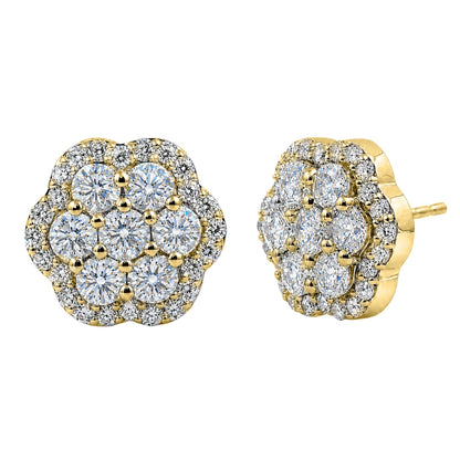 3 ct. T.W. Lab-Grown Diamond Round Cluster Earrings in Sterling Silver or 14K Gold over Silver