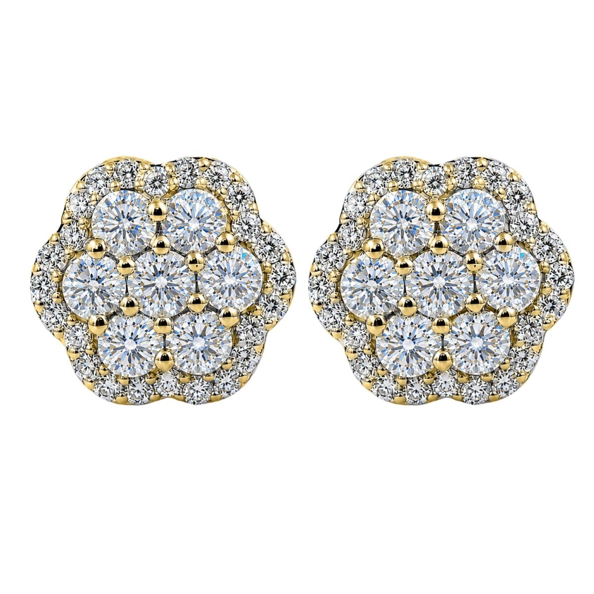 3 ct. T.W. Lab-Grown Diamond Round Cluster Earrings in Sterling Silver or 14K Gold over Silver