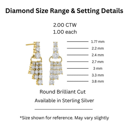 2 ct. T.W. Lab-Grown Diamond Round Drop Earrings in Sterling Silver or 14K Gold over Silver