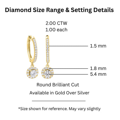 2 ct. T.W. Lab-Grown Diamond Round Drop Earrings in Sterling Silver or 14K Gold over Silver