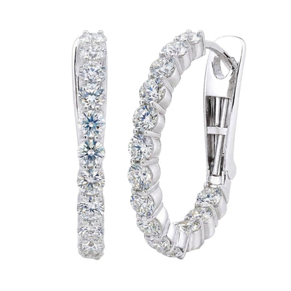 1 ct. T.W. Lab-Grown Diamond Round Hoop Earrings in Sterling Silver