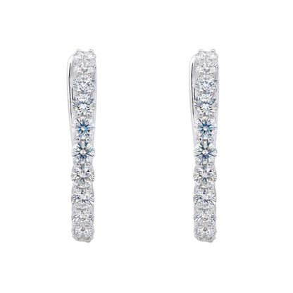 1 ct. T.W. Lab-Grown Diamond Round Hoop Earrings in Sterling Silver