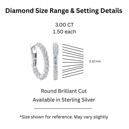 1 ct. T.W. Lab-Grown Diamond Round Hoop Earrings in Sterling Silver