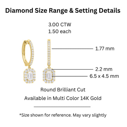 3 ct. T.W. Lab-Grown Diamond Round Drop Earrings in Sterling Silver or 14K Gold over Silver
