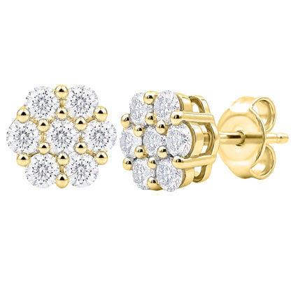 2 ct. T.W. Lab-Grown Diamond Round Cluster Earrings in Sterling Silver or 14K Gold over Silver