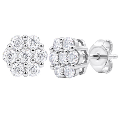 3 ct. T.W. Lab-Grown Diamond Round Cluster Earrings in Sterling Silver or 14K Gold over Silver