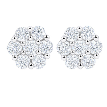 3 ct. T.W. Lab-Grown Diamond Round Cluster Earrings in Sterling Silver or 14K Gold over Silver