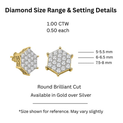 1 ct. T.W. Lab-Grown Diamond Round Stud Earrings in Sterling Silver or 14K Gold over Silver