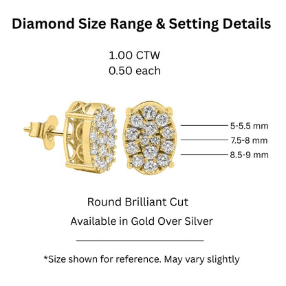 1 ct. T.W. Lab-Grown Diamond Round Stud Earrings in Sterling Silver or 14K Gold over Silver