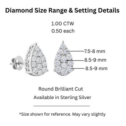 1 ct. T.W. Lab-Grown Diamond Round Stud Earrings in Sterling Silver or 14K Gold over Silver