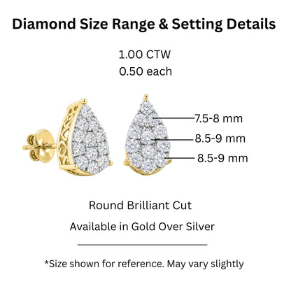 1 ct. T.W. Lab-Grown Diamond Round Stud Earrings in Sterling Silver or 14K Gold over Silver