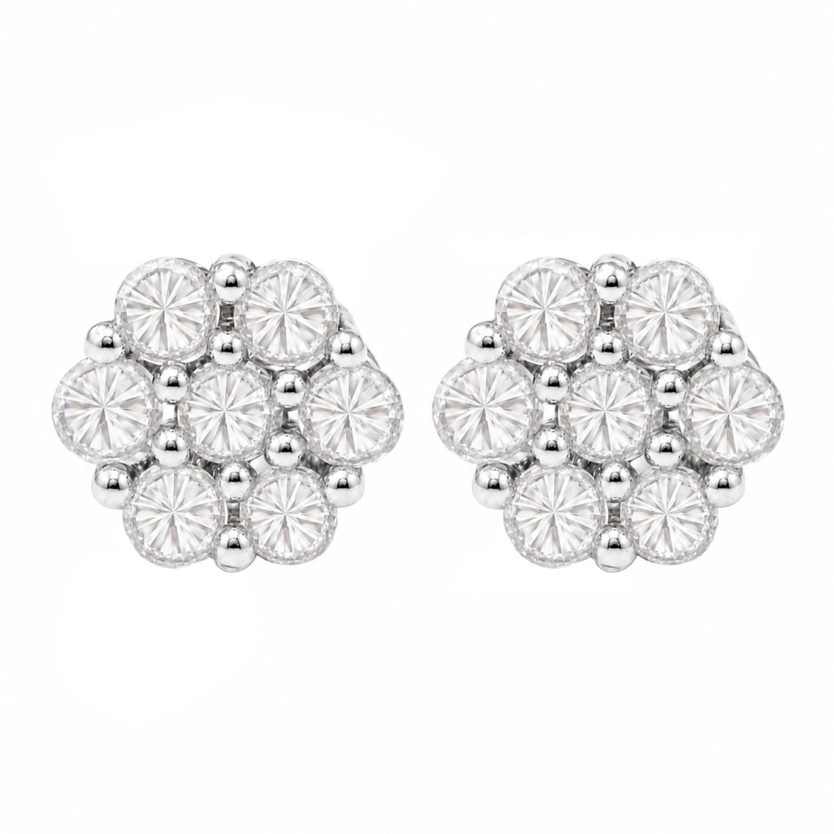 1 ct. T.W. Lab-Grown Diamond Round Cluster Earrings in Sterling Silver