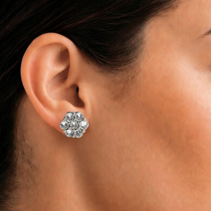 1 ct. T.W. Lab-Grown Diamond Round Cluster Earrings in Sterling Silver