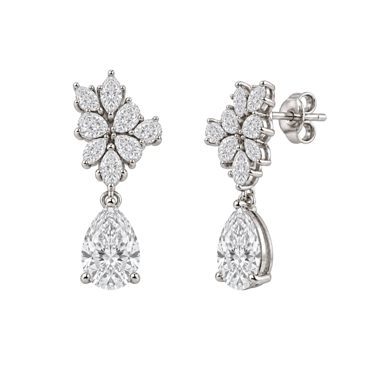 5 ct. T.W. Lab-Grown Diamond Pear-Marquise Drop Earrings in 14K White Gold or 14K Yellow Gold