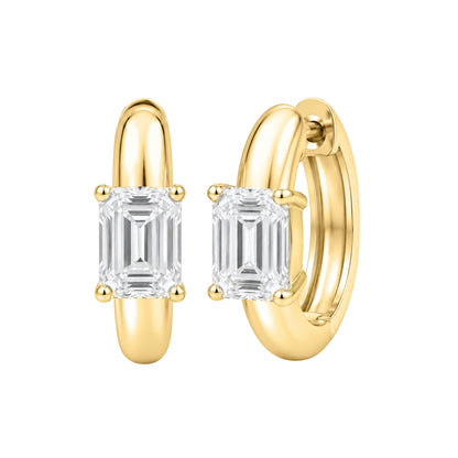 Lab-Grown Diamond Emerald-Cut Hoop Earrings in 14K White Gold or 14K Yellow Gold