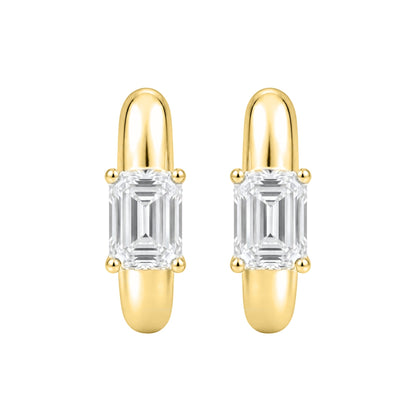 Lab-Grown Diamond Emerald-Cut Hoop Earrings in 14K White Gold or 14K Yellow Gold