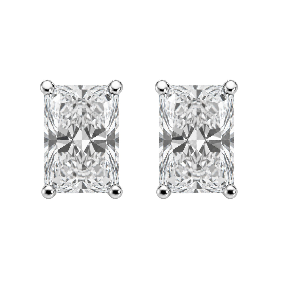 Lab-Grown Diamond Radiant Solitaire Stud Earrings in 14K White Gold or 14K Yellow Gold