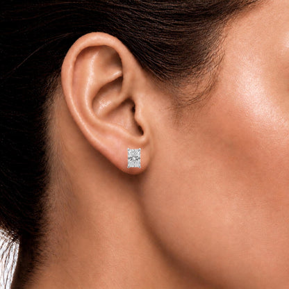 Lab-Grown Diamond Radiant Solitaire Stud Earrings in 14K White Gold or 14K Yellow Gold