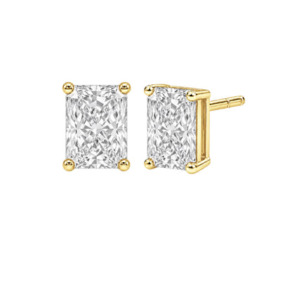 Lab-Grown Diamond Radiant Solitaire Stud Earrings in 14K White Gold or 14K Yellow Gold