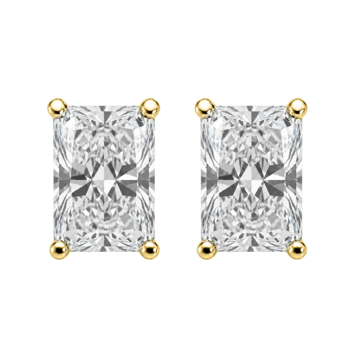 Lab-Grown Diamond Radiant Solitaire Stud Earrings in 14K White Gold or 14K Yellow Gold