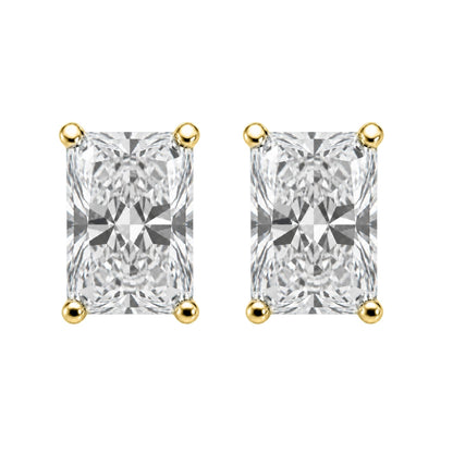 Lab-Grown Diamond Radiant Solitaire Stud Earrings in 14K White Gold or 14K Yellow Gold