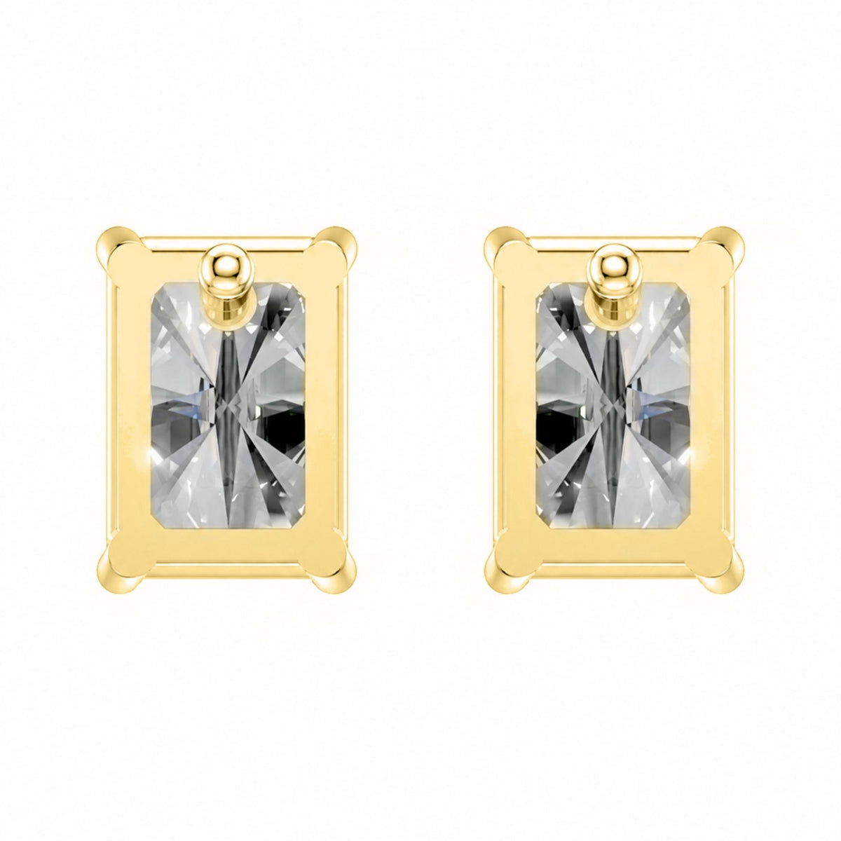 Lab-Grown Diamond Radiant Solitaire Stud Earrings in 14K White Gold or 14K Yellow Gold