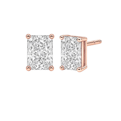 Lab-Grown Diamond Radiant Solitaire Stud Earrings in 14K White Gold or 14K Yellow Gold