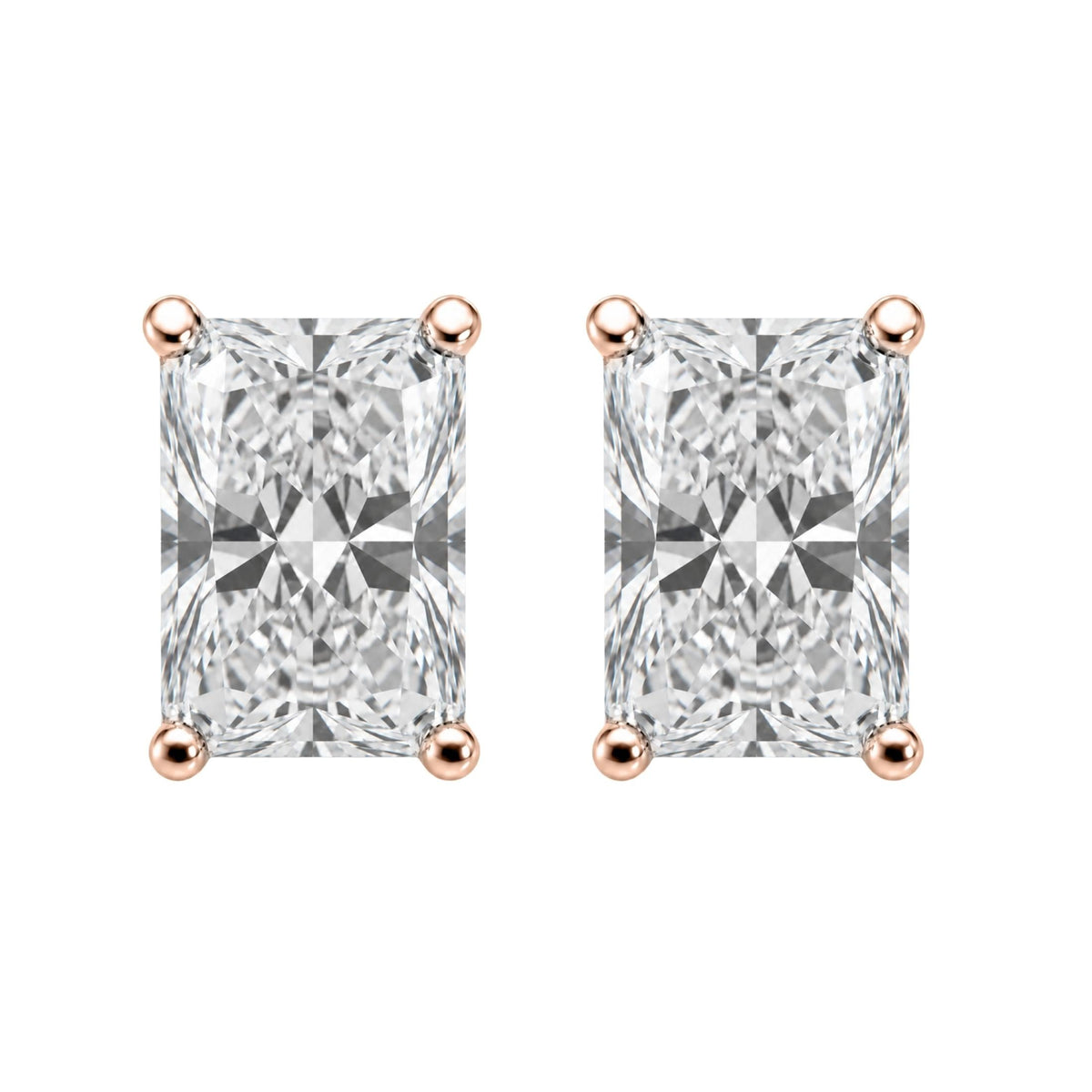 Lab-Grown Diamond Radiant Solitaire Stud Earrings in 14K White Gold or 14K Yellow Gold