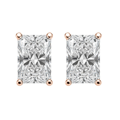 Lab-Grown Diamond Radiant Solitaire Stud Earrings in 14K White Gold or 14K Yellow Gold