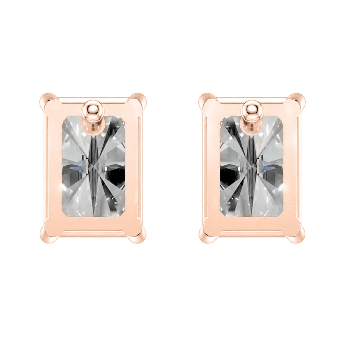 Lab-Grown Diamond Radiant Solitaire Stud Earrings in 14K White Gold or 14K Yellow Gold