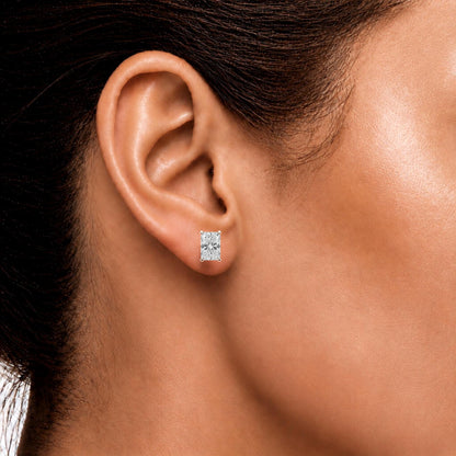 Lab-Grown Diamond Radiant Solitaire Stud Earrings in 14K White Gold or 14K Yellow Gold