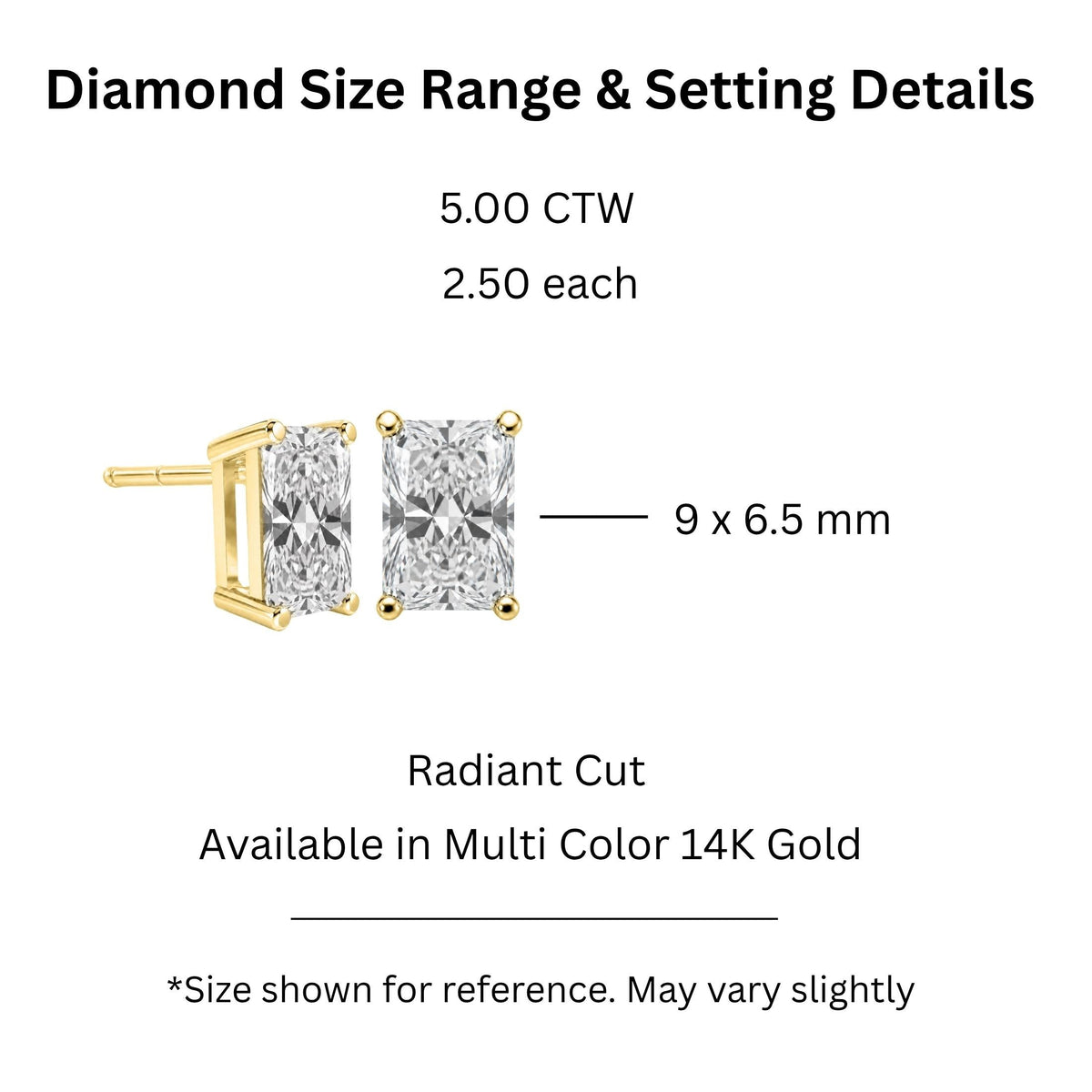 Lab-Grown Diamond Radiant Solitaire Stud Earrings in 14K White Gold or 14K Yellow Gold