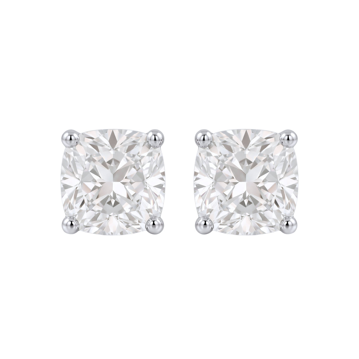 Lab-Grown Diamond Cushion Solitaire Stud Earrings in 14K White Gold or 14K Yellow Gold