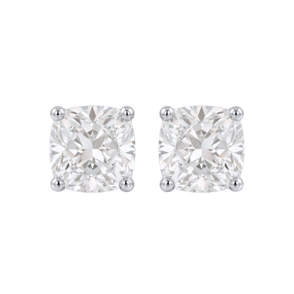 Lab-Grown Diamond Cushion Solitaire Stud Earrings in 14K White Gold or 14K Yellow Gold