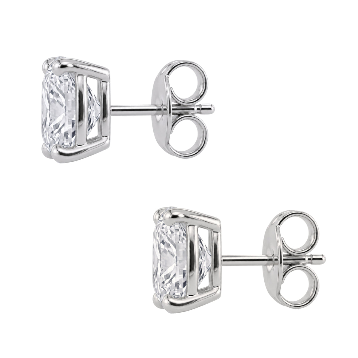 Lab-Grown Diamond Cushion Solitaire Stud Earrings in 14K White Gold or 14K Yellow Gold
