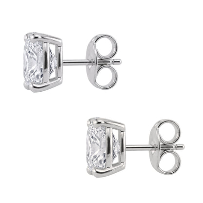 Lab-Grown Diamond Cushion Solitaire Stud Earrings in 14K White Gold or 14K Yellow Gold