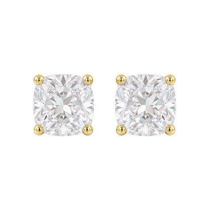 Lab-Grown Diamond Cushion Solitaire Stud Earrings in 14K White Gold or 14K Yellow Gold