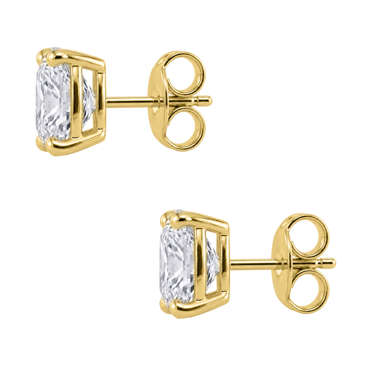 Lab-Grown Diamond Cushion Solitaire Stud Earrings in 14K White Gold or 14K Yellow Gold