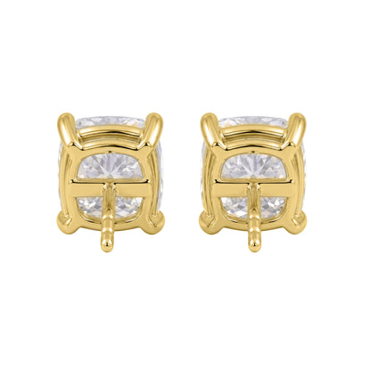 Lab-Grown Diamond Cushion Solitaire Stud Earrings in 14K White Gold or 14K Yellow Gold