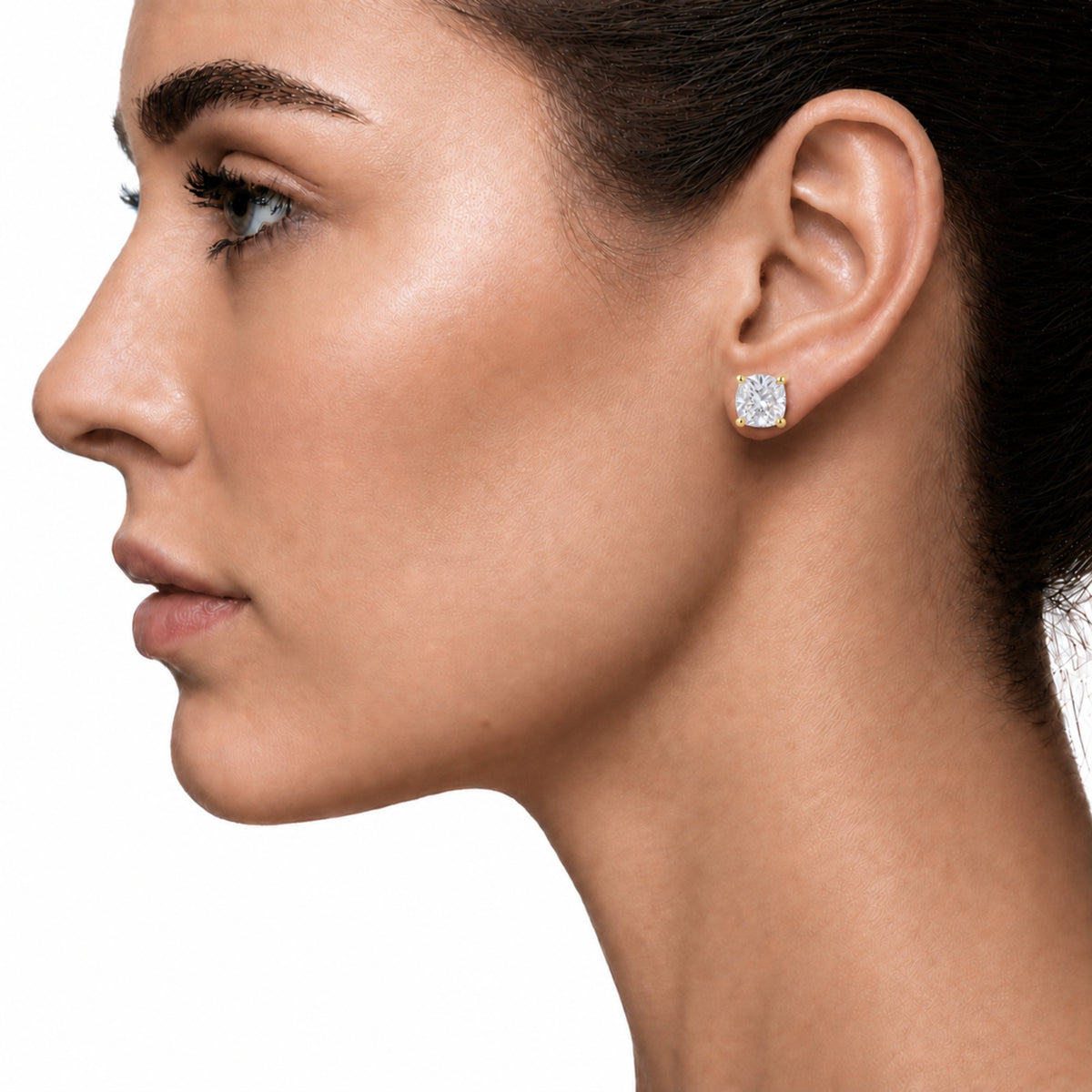 Lab-Grown Diamond Cushion Solitaire Stud Earrings in 14K White Gold or 14K Yellow Gold