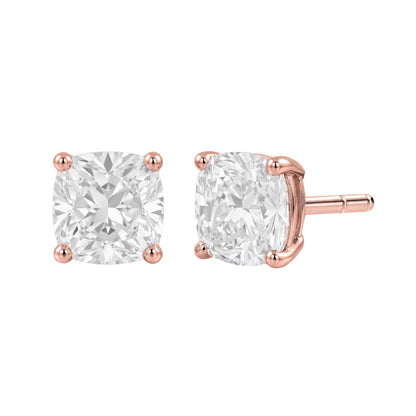 Lab-Grown Diamond Cushion Solitaire Stud Earrings in 14K White Gold or 14K Yellow Gold