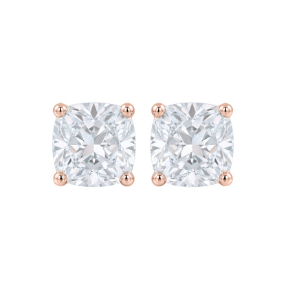 Lab-Grown Diamond Cushion Solitaire Stud Earrings in 14K White Gold or 14K Yellow Gold